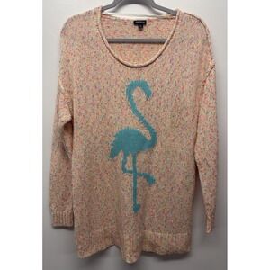 Torrid Sweater Women's 00 Pink Flamingo Marled‎ Knit Scoop Neck #42